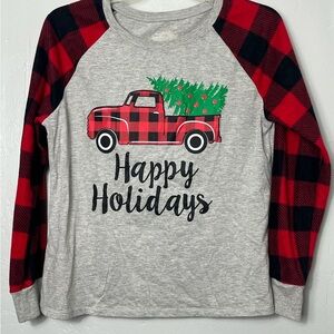 Plaid Holiday Truck Long Sleeve Shirt